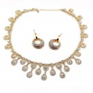 Noble golden crystal necklace earrings set