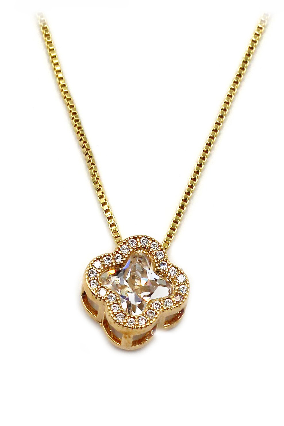 Stylish cherry crystal gold necklace
