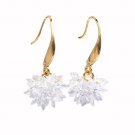 Sparkling snowflake crystal gold earrings