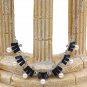 Fashion blue crystal and pearl silver necklace
