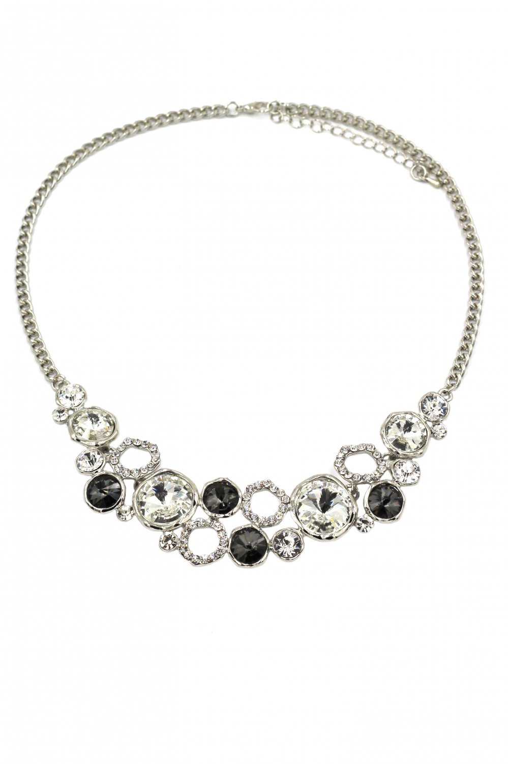 Fashion laps black crystal silver necklace