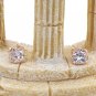 Sweet flower side crystal rose gold earrings