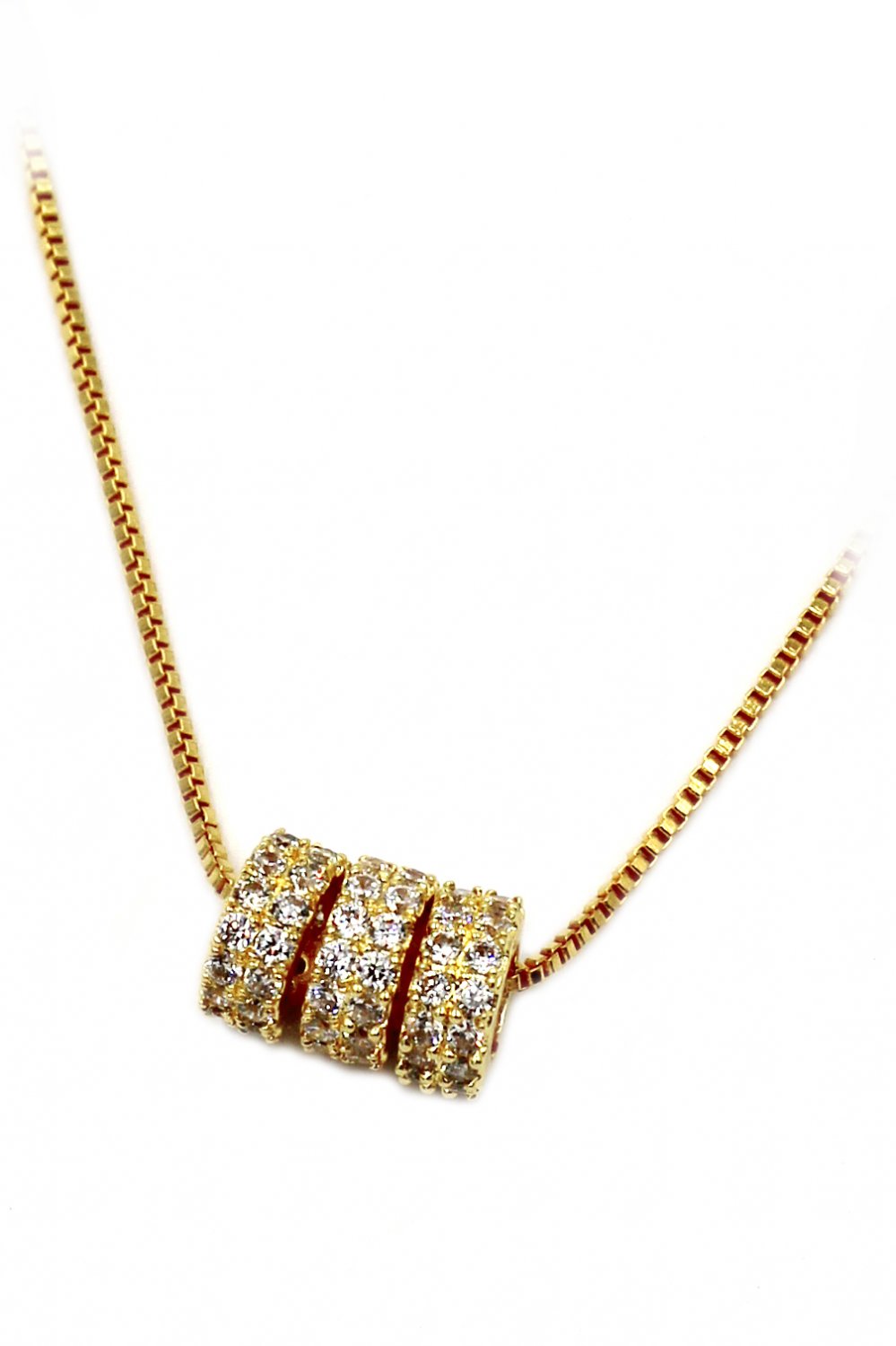 Elegant crystal mini circle clavicle gold necklace