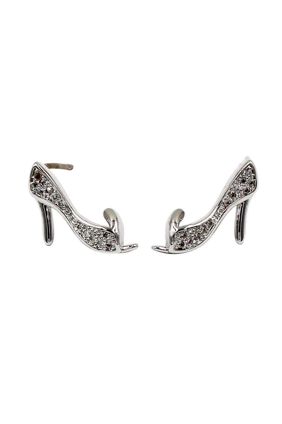Mini heeled shoes crystal silver earrings
