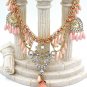 Colorful tassel national crystal and beads pink necklace