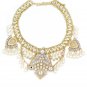 Colorful tassel national crystal and beads white necklace