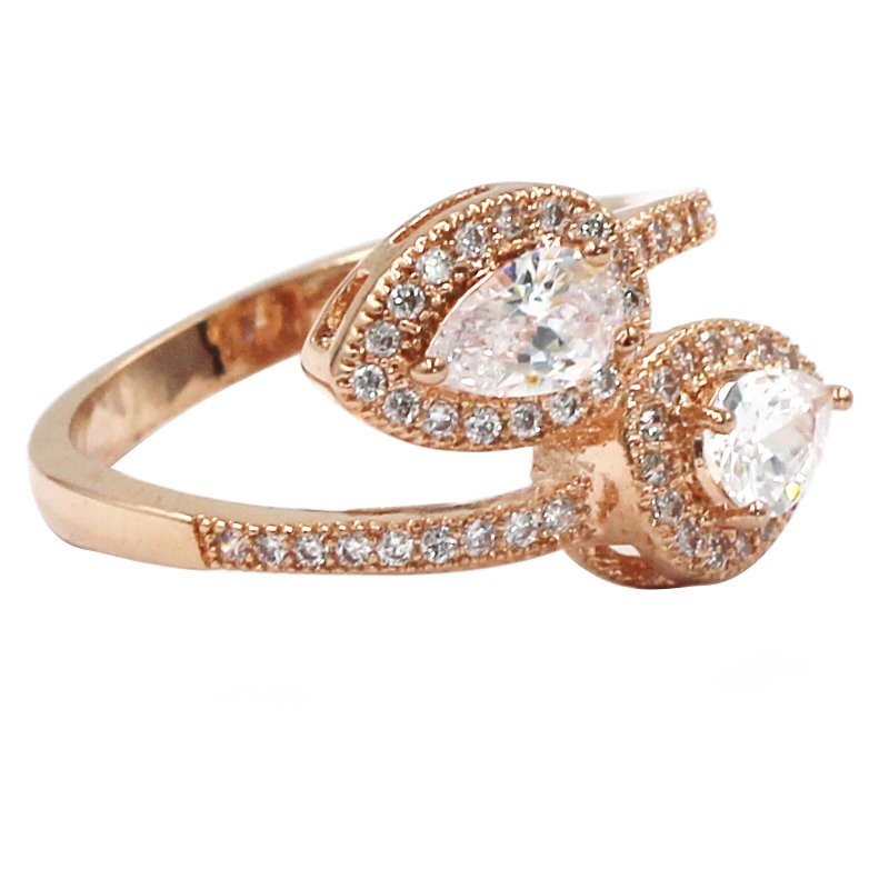 Dislocation relative crystal rose gold ring