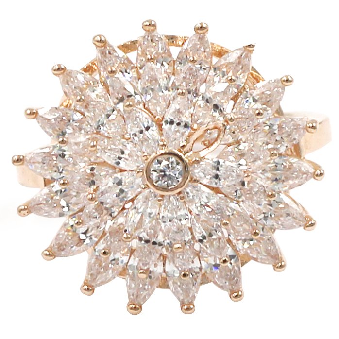Shining bright sunflower crystal rose gold ring