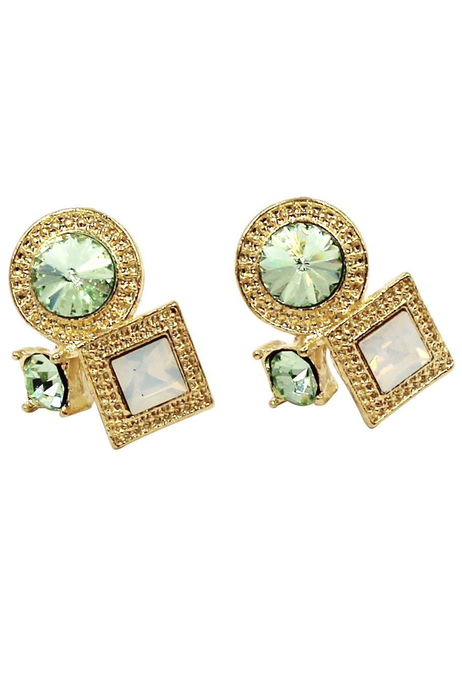 Fashion golden rim crystal green earrings