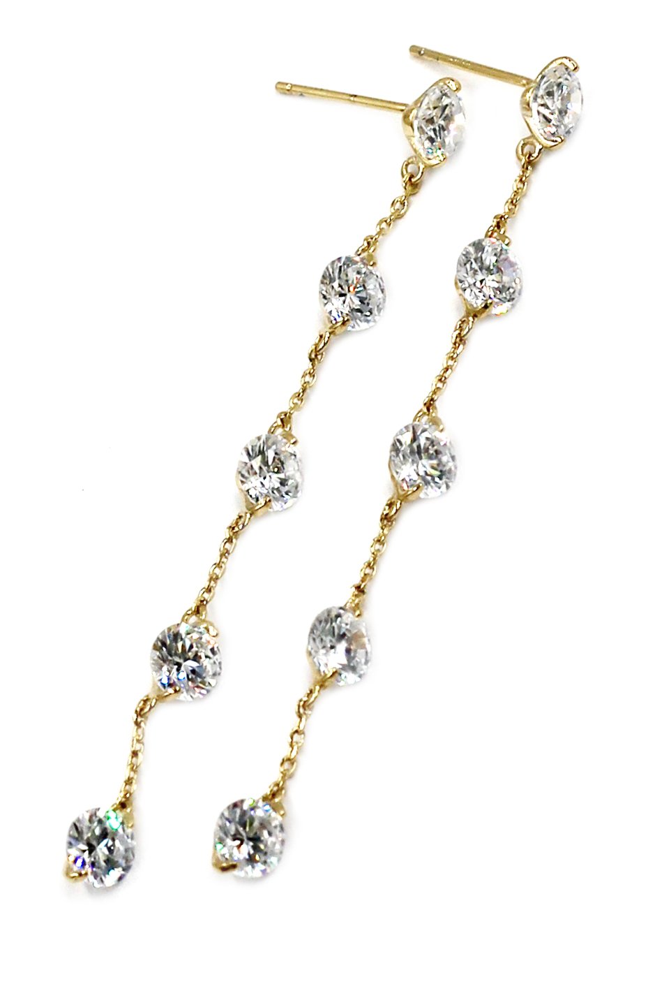 Small crystal fine chain gold earrings