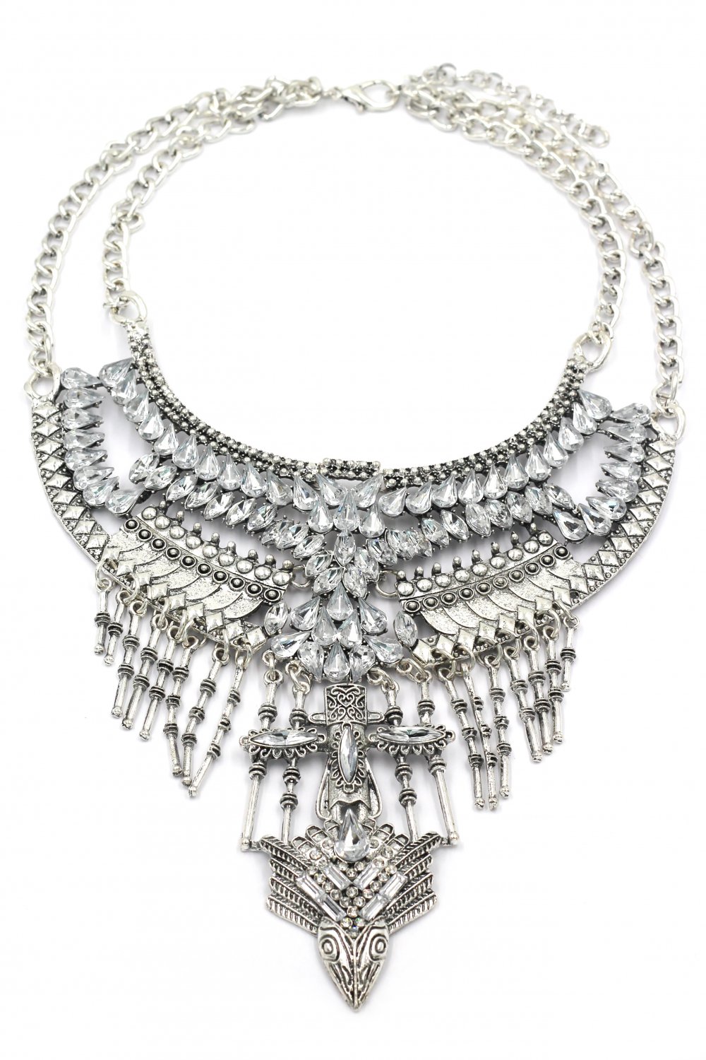 Fashion crystal tribe silver necklace