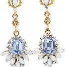 Elegant pendant blue crystal golden earrings
