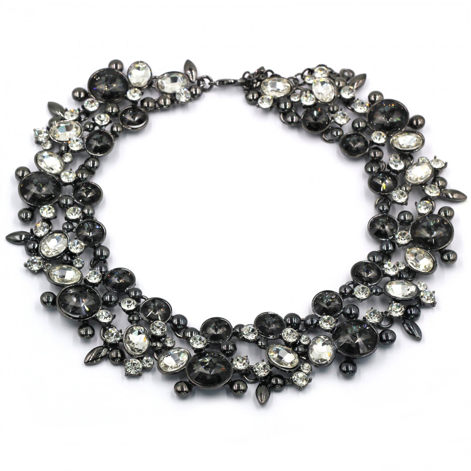 Elegant full Transparent Black crystal necklace