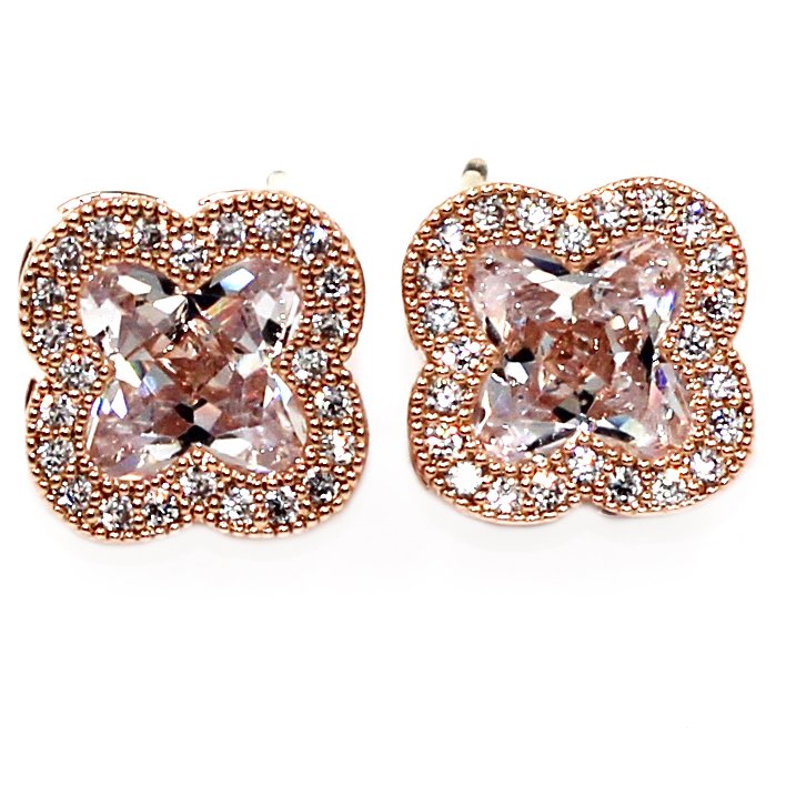 Stylish cherry crystal rose gold earrings