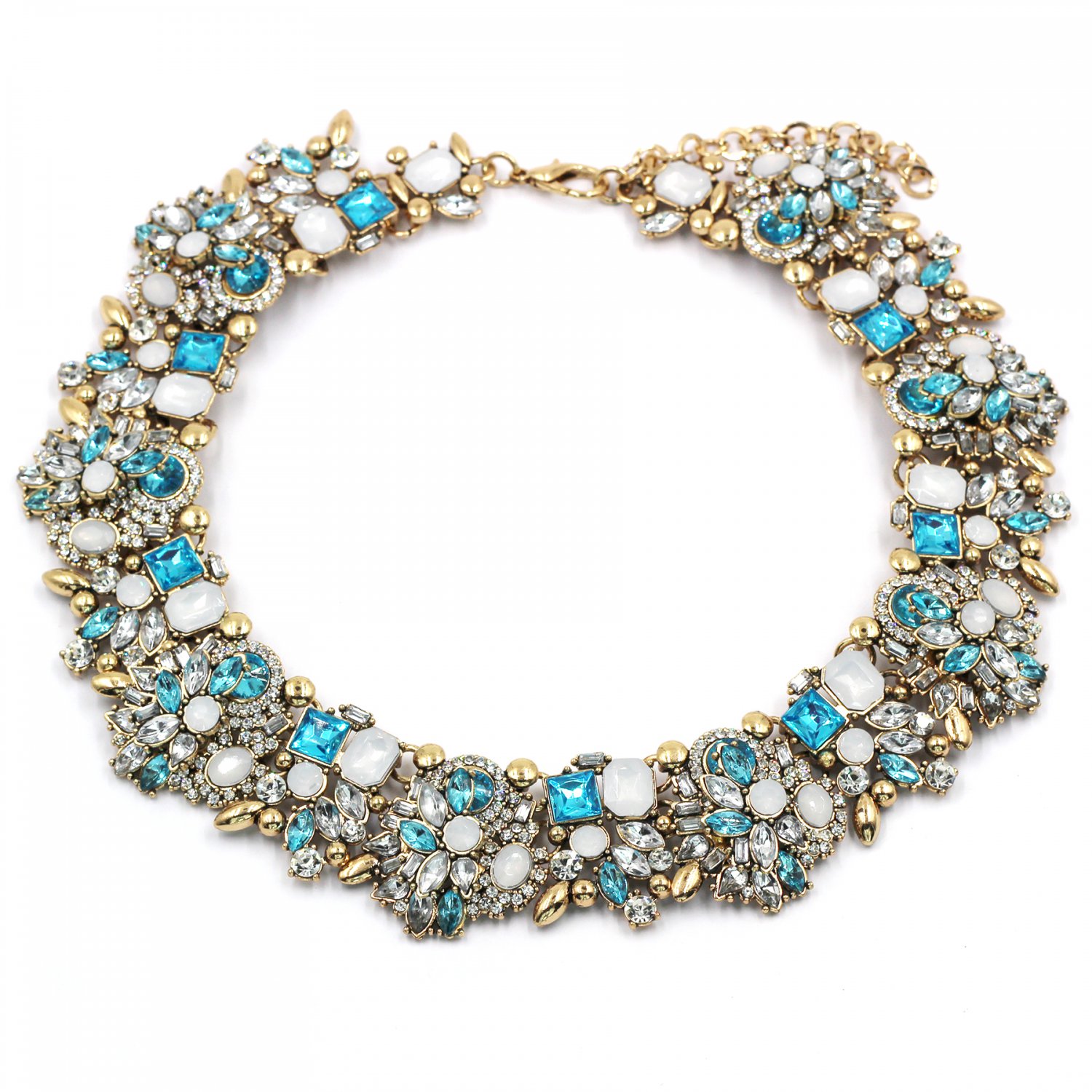 Fashion beautiful multicolor sky blue crystal necklace