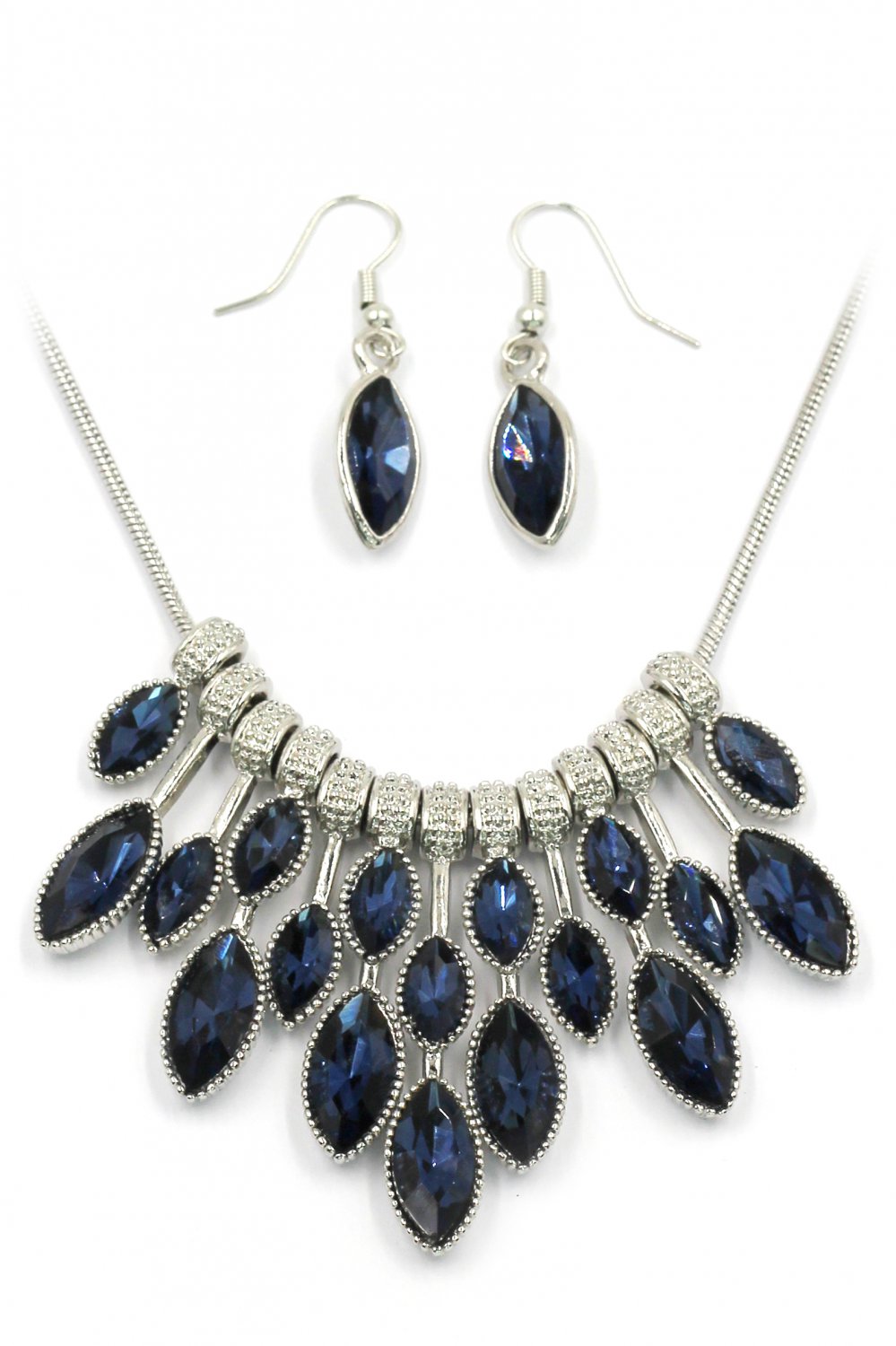 Fashion blue crystal necklace earrings set