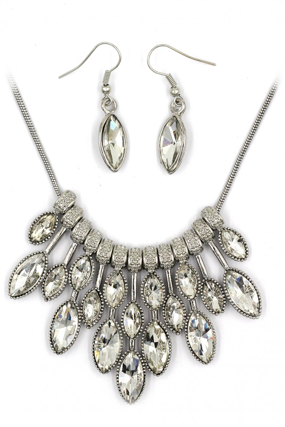 Fashion Transparent crystal necklace earrings set