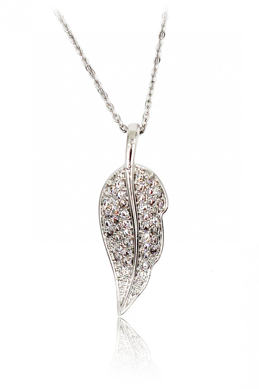 Delicate leaves crystal Sterling Silver Chain silver necklace