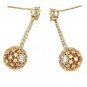 Small crystal bolus pendant gold earrings
