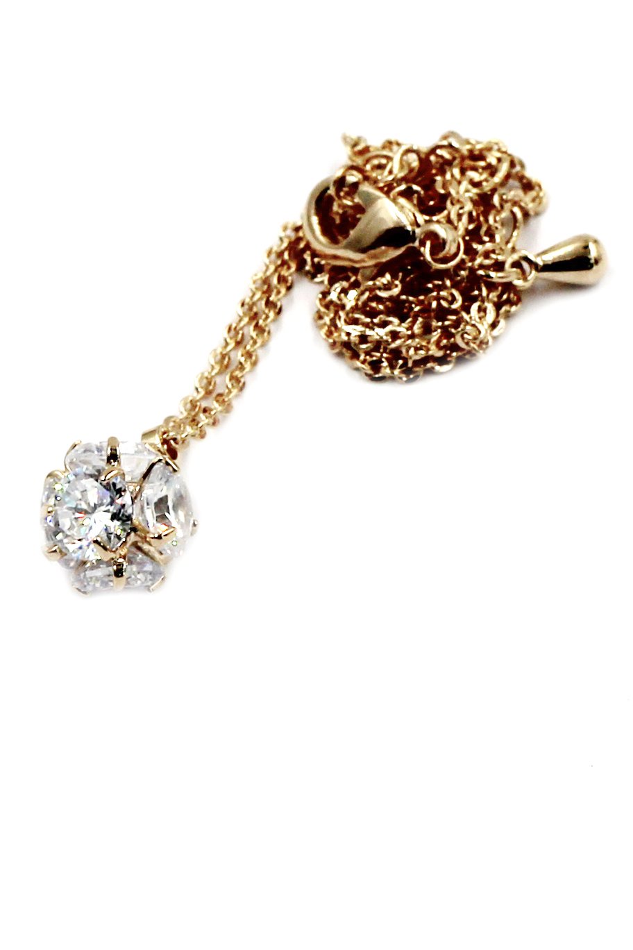 Mini crystal ball Sterling Silver Chain gold necklace