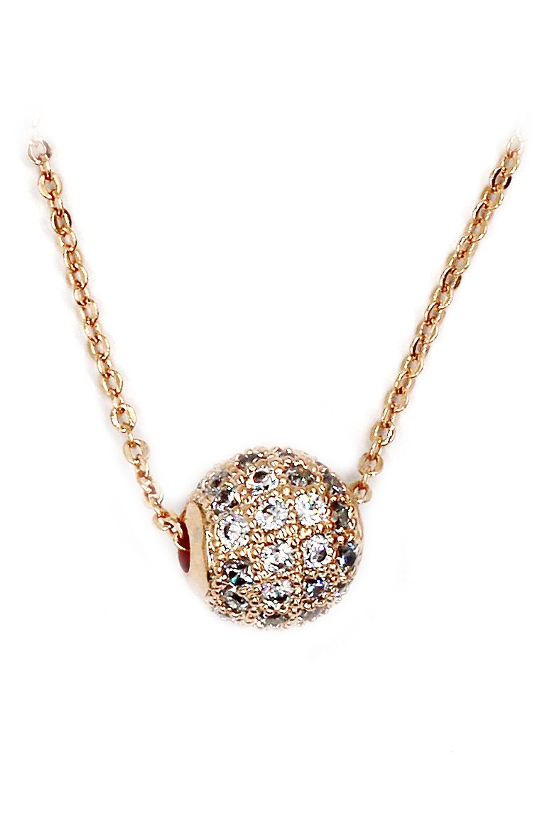 Lucky small crystal ball clavicle rose gold necklace