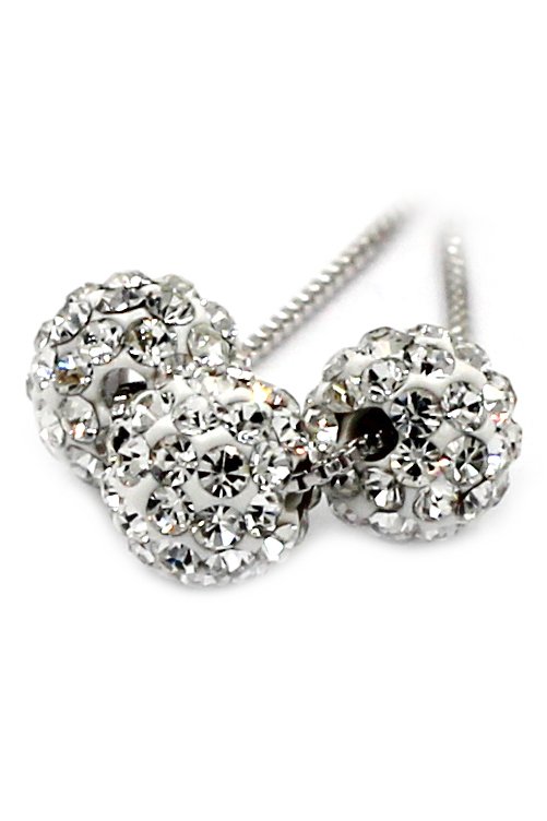 Fashion small crystal balls Sterling Silver Chain silver necklace