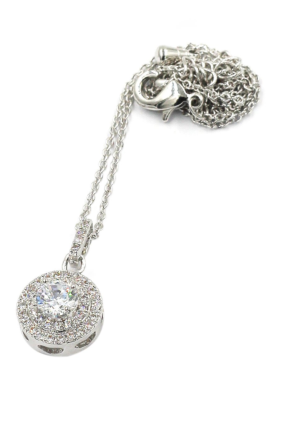 Shining crystal hollow heart Sterling Silver Chain silver necklace