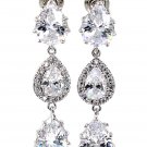 Shining pendant crystal silver earrings