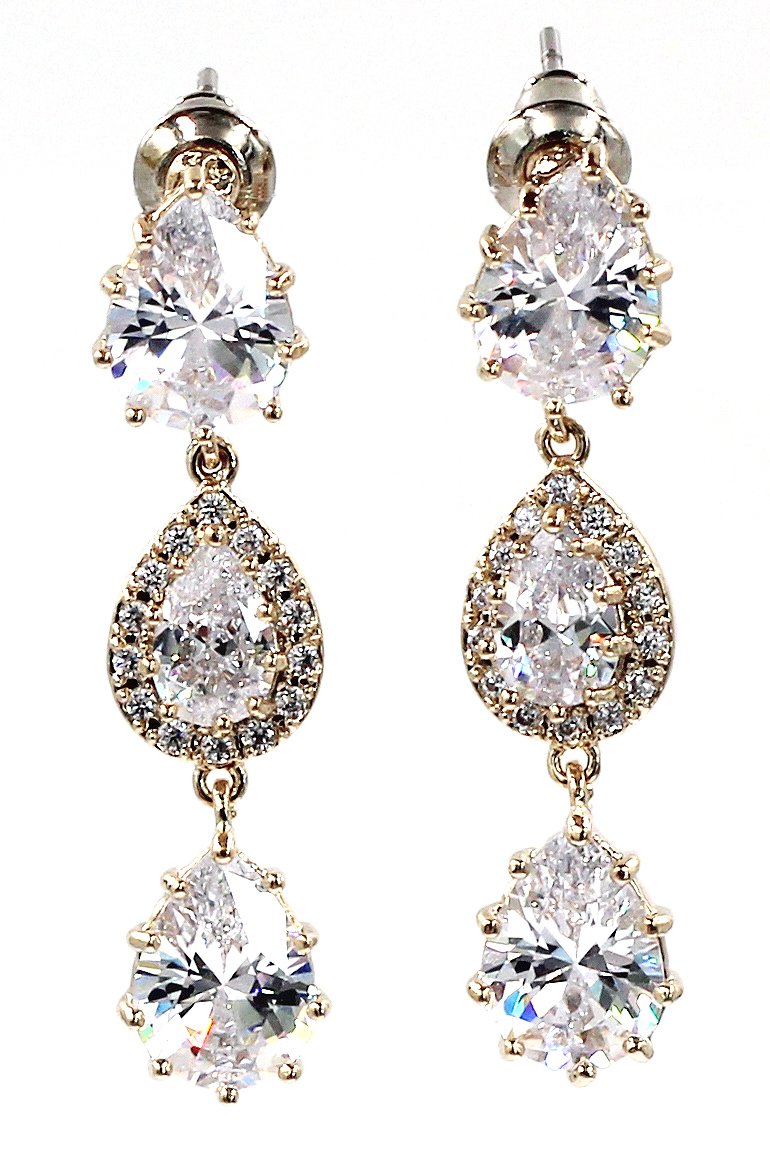 Shining pendant crystal gold earrings