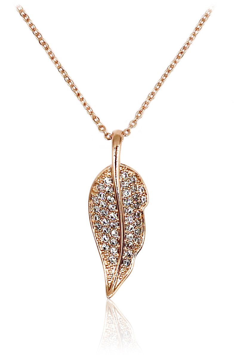 Delicate leaves crystal rose gold necklace