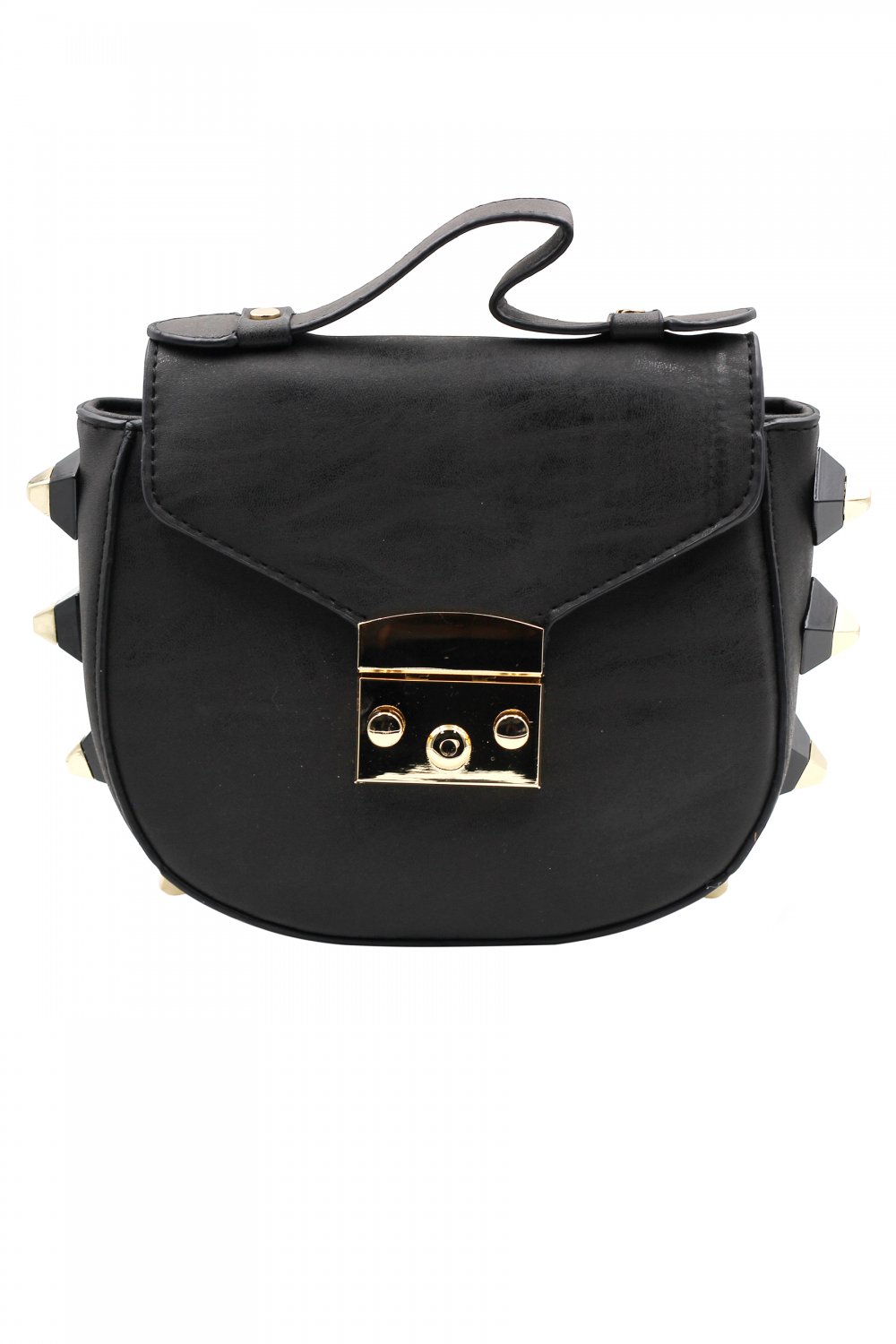 Fashion buckle lady leather black purses