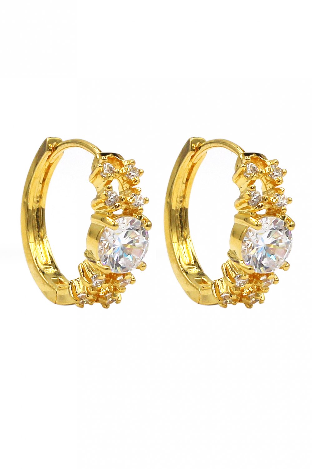 Noble crystal gold earrings