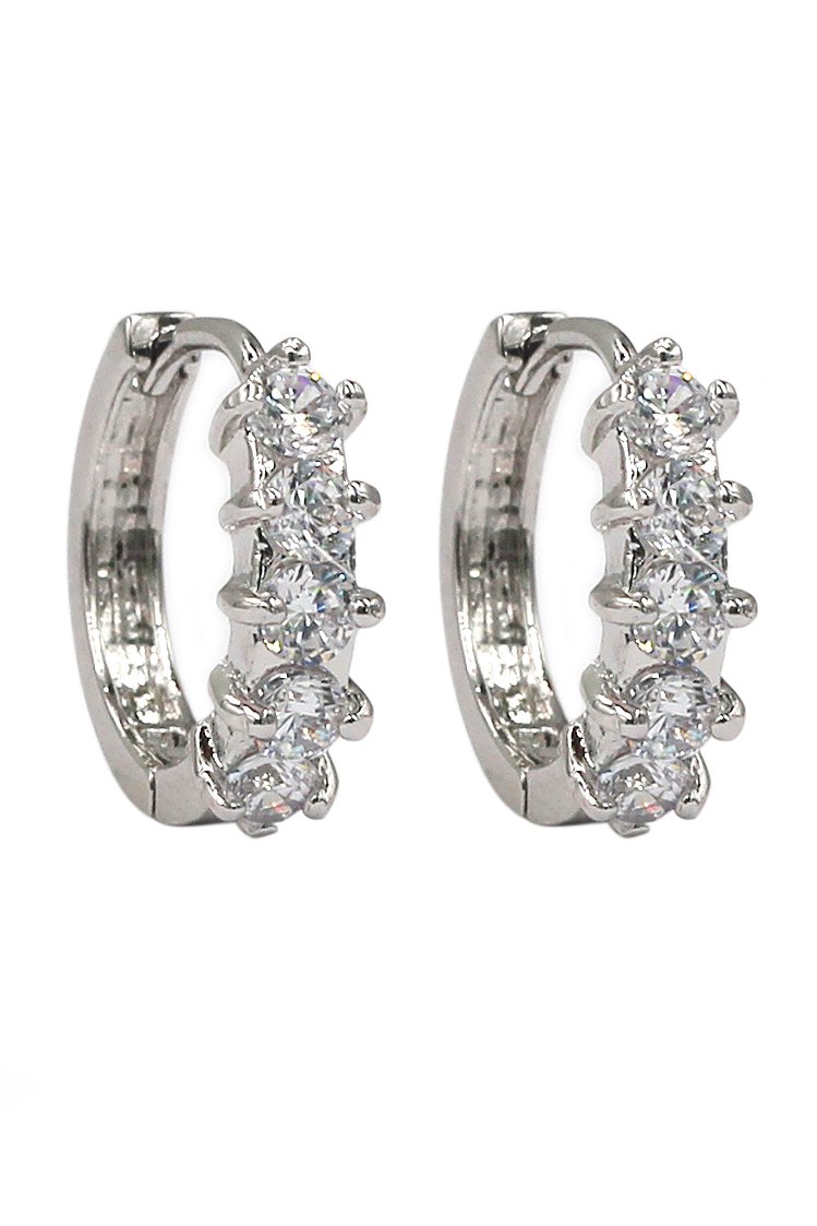 Lovely crystal silver circle earrings