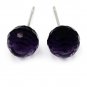 Single purple crystal ball earrings