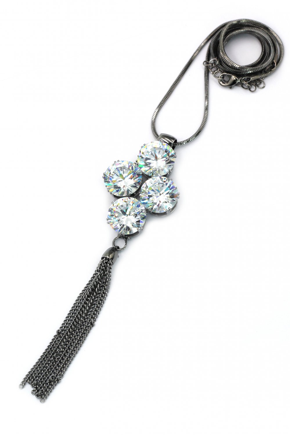 Fashion big circle crystal silver black necklace