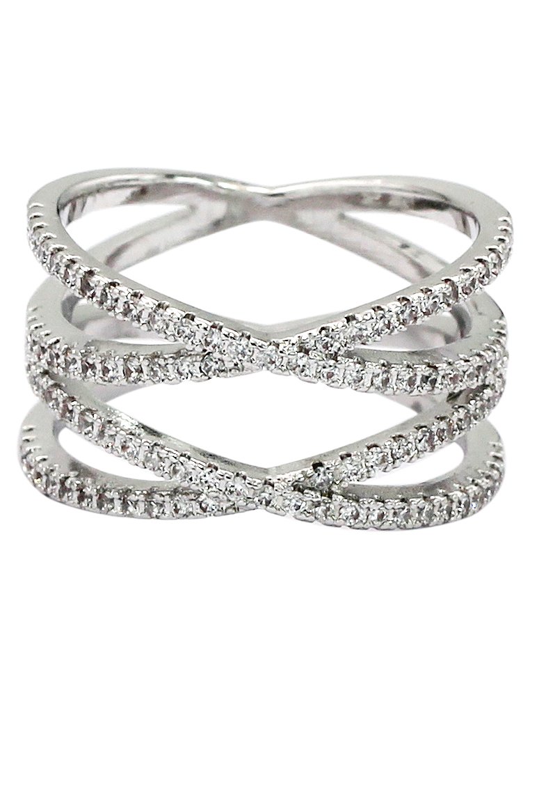 Fashion small crystal intersect silver ring