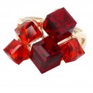 Red square crystal golden ring
