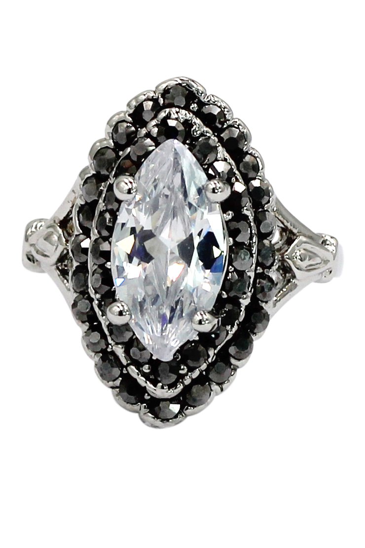 Current white crystal silver ring