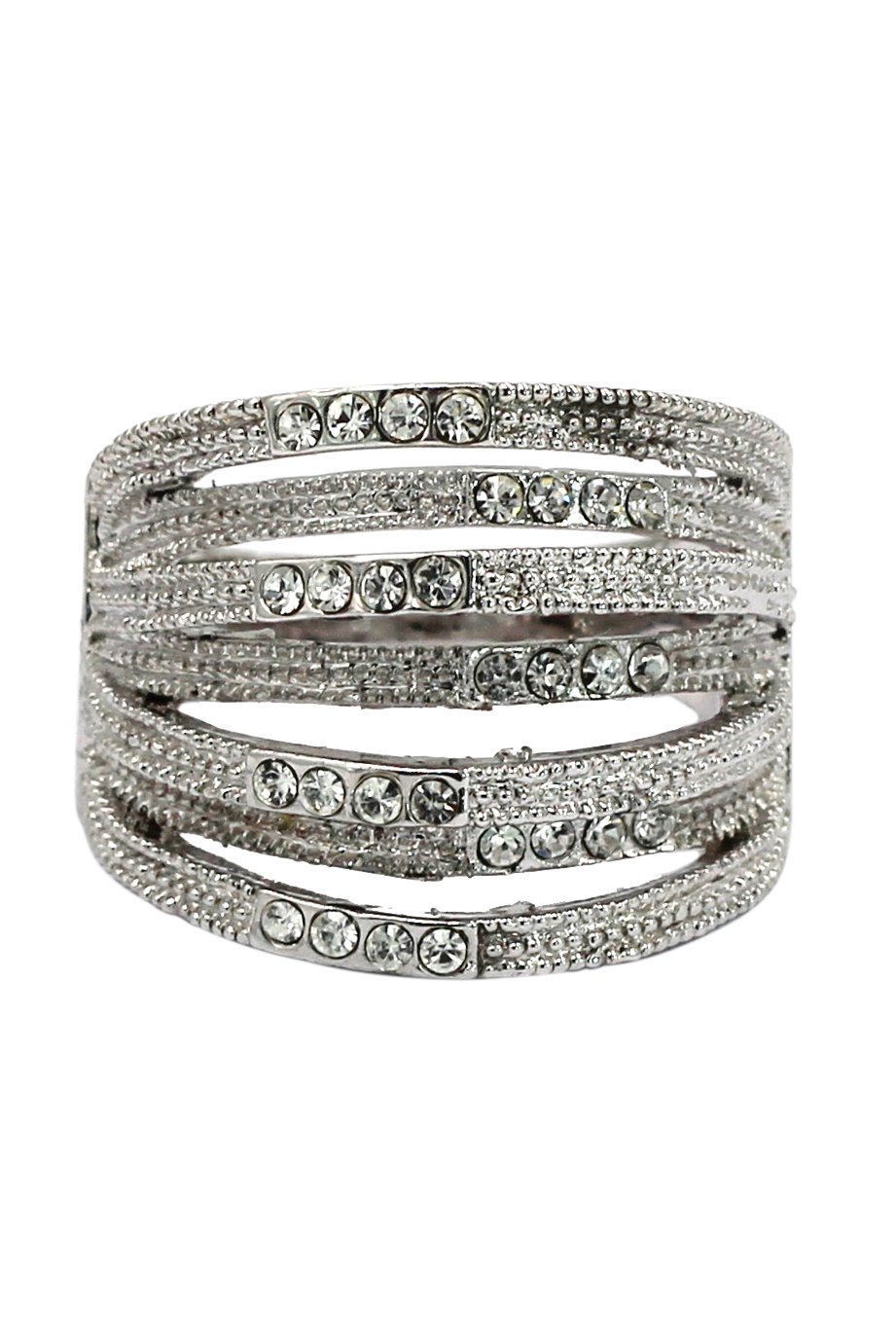 Fashion micro-set small crystal loop silver ring