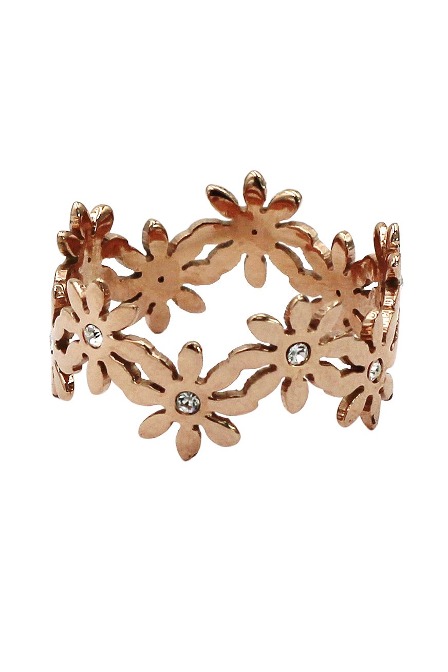 Fashion rose gold flowers ring