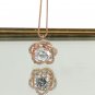 Lovely crystal flower rose gold necklace