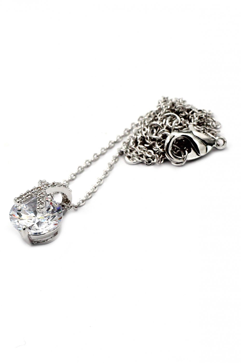 Fashion mini X front crystal Sterling Silver Chain silver necklace