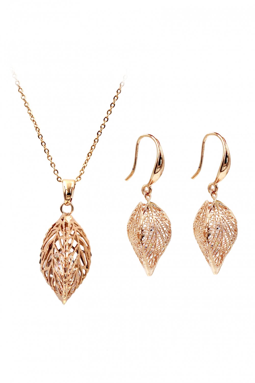 Lady foliage crystal rose gold set