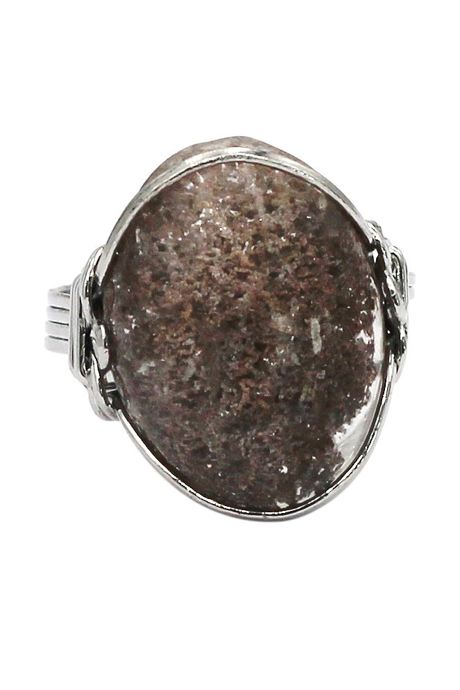 Fashion natural stone silver ring