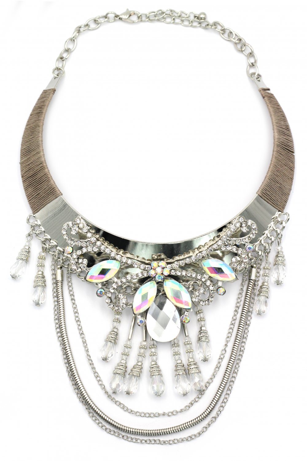Elegant traditional exaggeration silver necklace