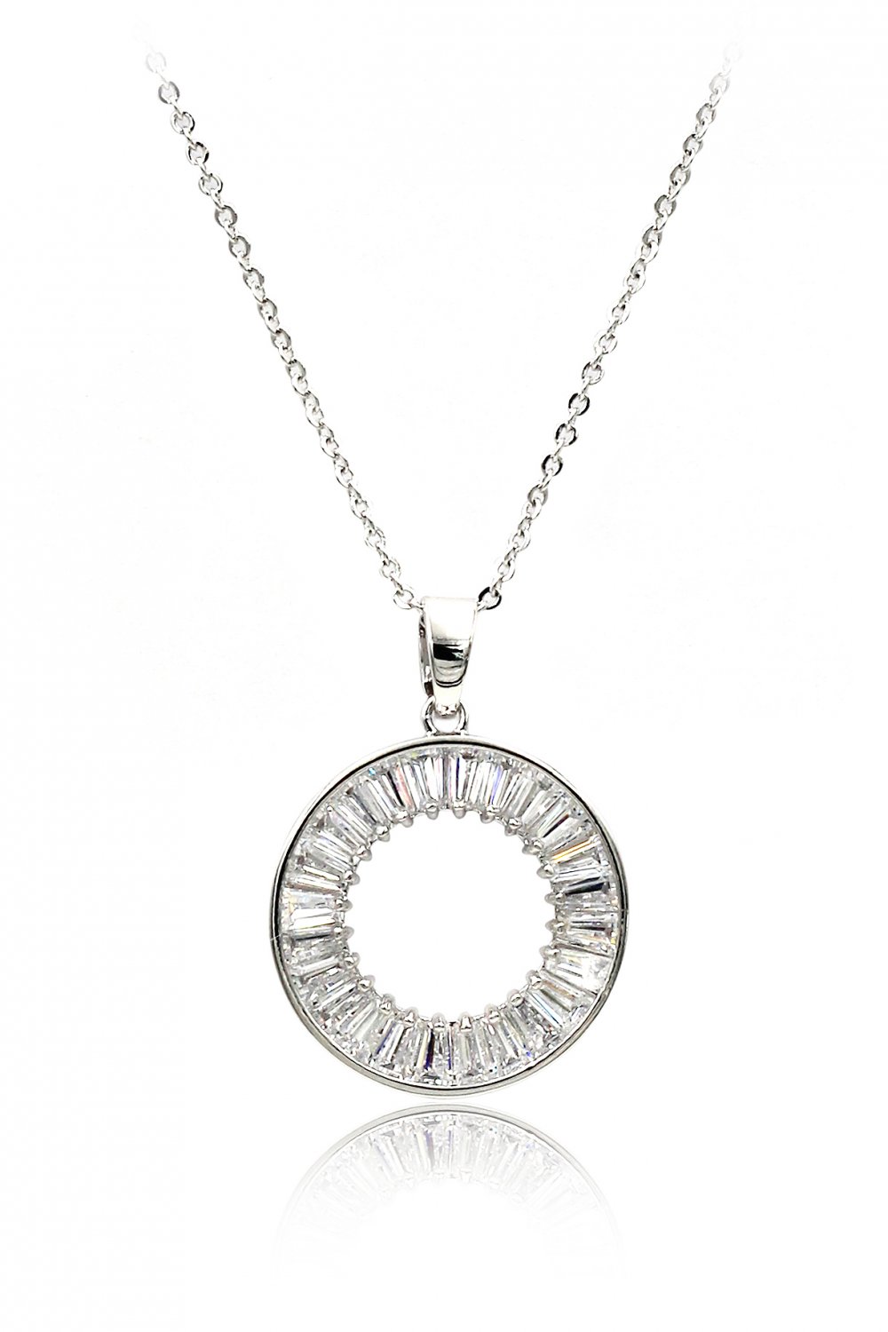 Fashion crystal circle silver necklace