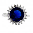 Blue crystal silver ring