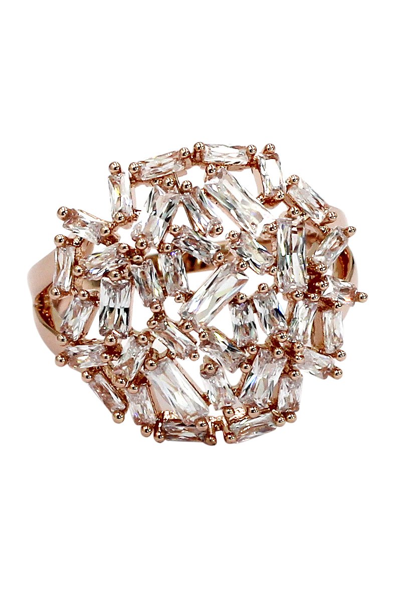 Fashion small square crystal rose gold ring