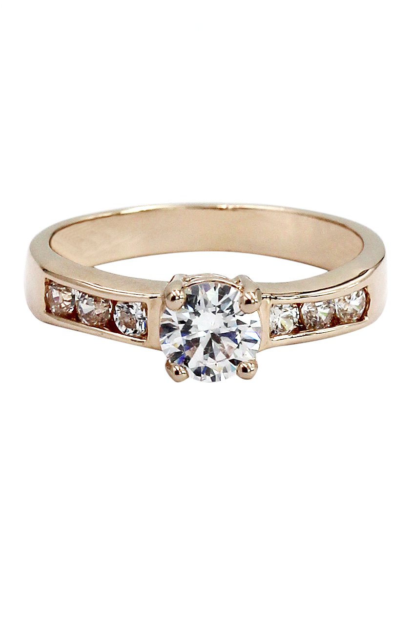 Simple inlay crystal rose gold ring