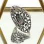 Noble black crystal silver ring